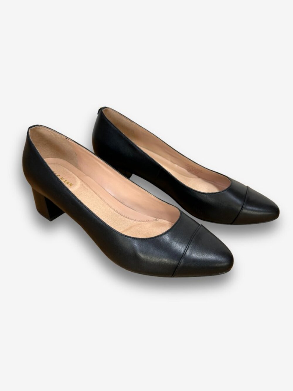 Cole Haan Black Leather Go-To Block Heel Pump Size 9.5 Work